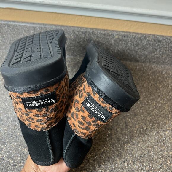 Koolaburra by UGG Women 6.5 Suede Boots Black/Cheetah Print Ankle Bootie Pull On - Picture 7 of 11